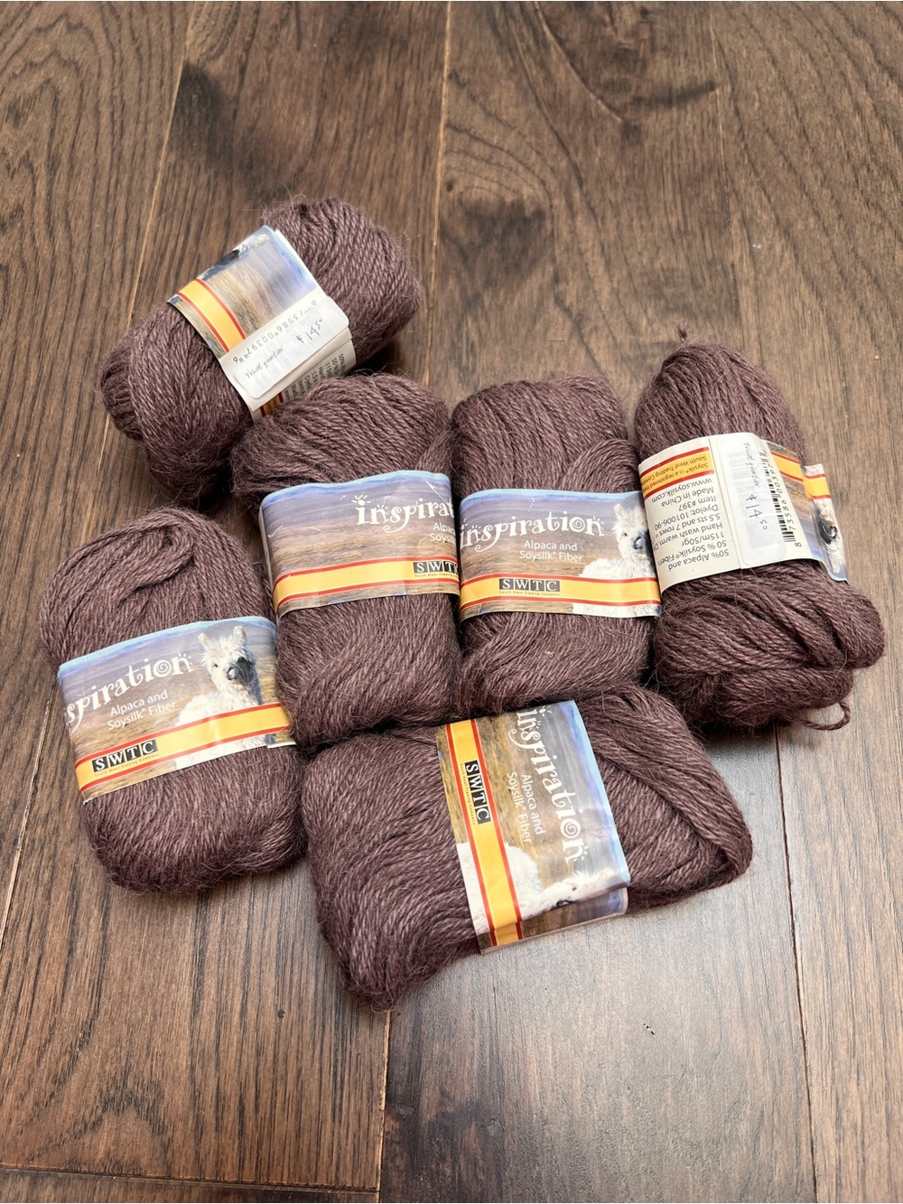 Alpaca soy silk knitting weaving yarn 7 balls